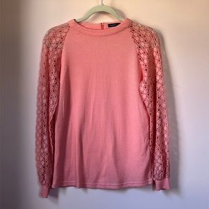 MIHOLL Coral Lace Long Sleeve Waffle Knit Thermal Top Size S